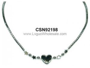 Hematite Heart Pendant Beads Stone Chain Choker Fashion Women Necklace